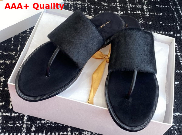 The Row Signum Flat Sandal in Black Pony Hair Replica
