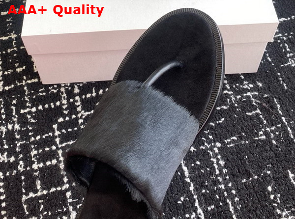 The Row Signum Flat Sandal in Black Pony Hair Replica