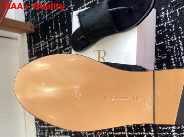 The Row Signum Flat Sandal in Black Pony Hair Replica