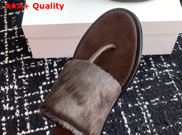 The Row Signum Flat Sandal in Brown Pony Hair Replica
