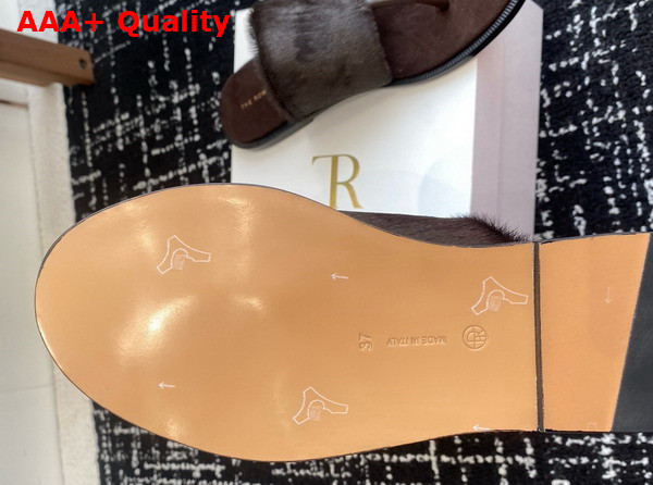 The Row Signum Flat Sandal in Brown Pony Hair Replica