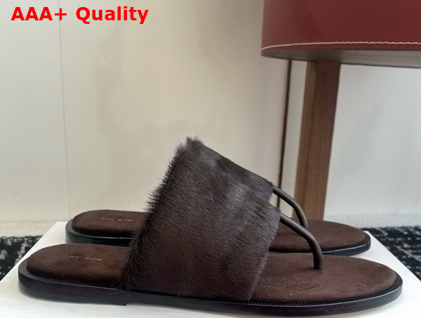 The Row Signum Flat Sandal in Brown Pony Hair Replica