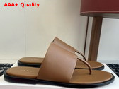 The Row Signum Flat Sandal in Fawn Leather Replica