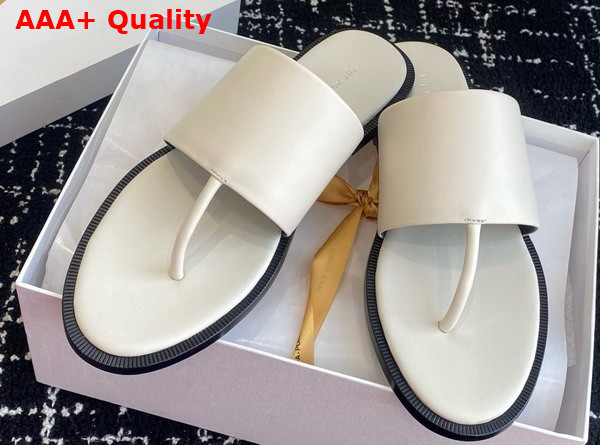 The Row Signum Flat Sandal in White Leather Replica