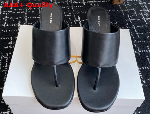 The Row Signum Heeled Sandal in Black Leather Replica