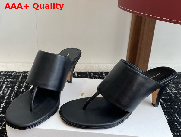 The Row Signum Heeled Sandal in Black Leather Replica