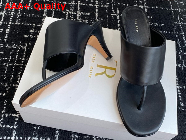 The Row Signum Heeled Sandal in Black Leather Replica
