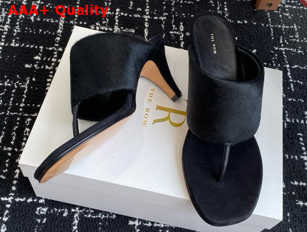 The Row Signum Heeled Sandal in Black Pony Hair Replica