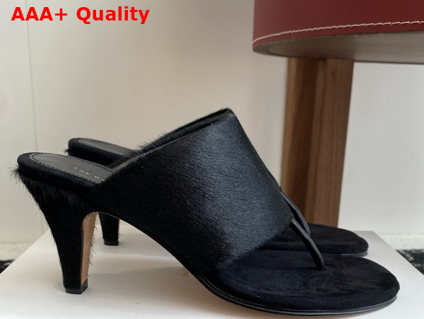 The Row Signum Heeled Sandal in Black Pony Hair Replica