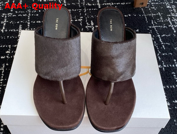 The Row Signum Heeled Sandal in Brown Pony Hair Replica