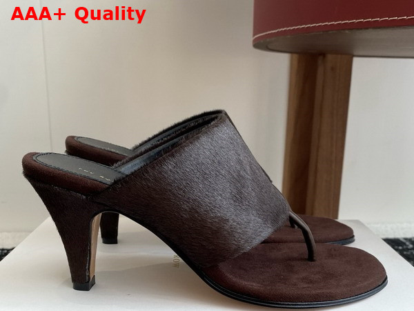 The Row Signum Heeled Sandal in Brown Pony Hair Replica