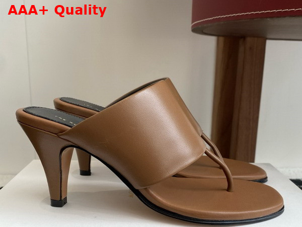 The Row Signum Heeled Sandal in Fawn Leather Replica