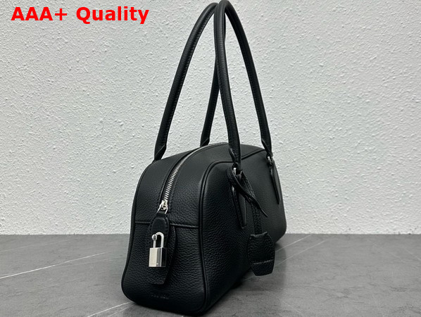 The Row Small EW India Bag in Black Textured Calfskin Leather Replica