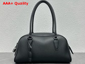 The Row Small EW India Bag in Black Textured Calfskin Leather Replica