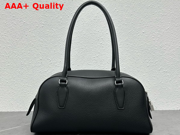 The Row Small EW India Bag in Black Textured Calfskin Leather Replica