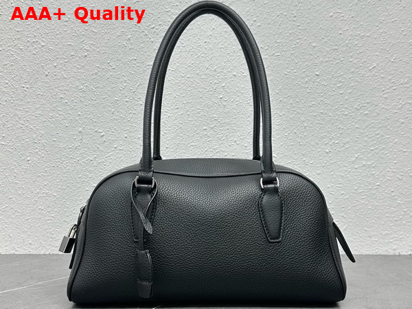 The Row Small EW India Bag in Black Textured Calfskin Leather Replica