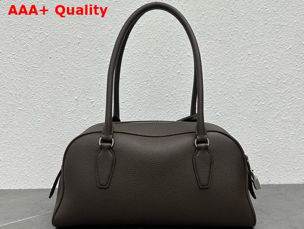 The Row Small EW India Bag in Deep Brown Textured Calfskin Leather Replica
