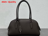 The Row Small EW India Bag in Deep Brown Textured Calfskin Leather Replica