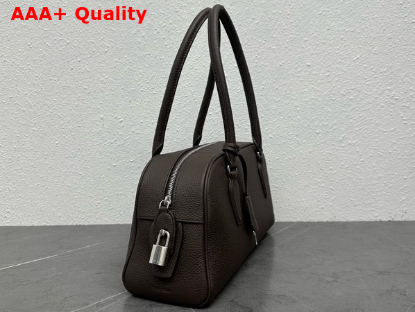 The Row Small EW India Bag in Deep Brown Textured Calfskin Leather Replica