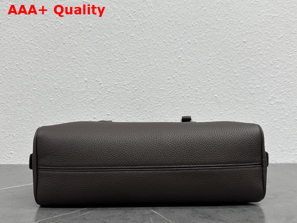 The Row Small EW India Bag in Deep Brown Textured Calfskin Leather Replica