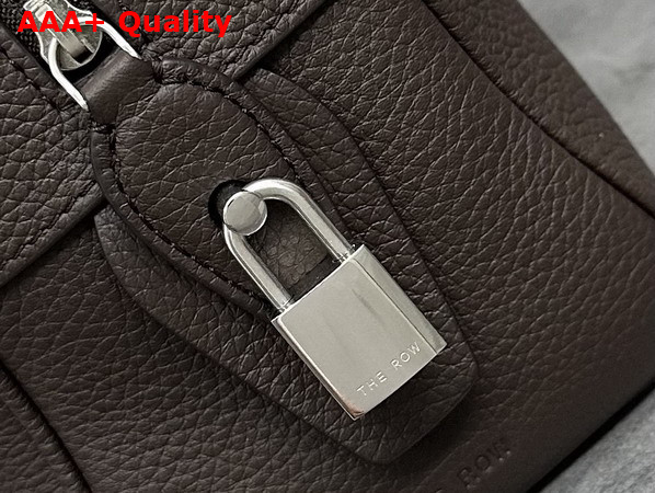 The Row Small EW India Bag in Deep Brown Textured Calfskin Leather Replica