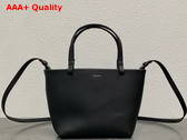 The Row Small Park Tote Bag in Black Grained Calfskin Leather Replica