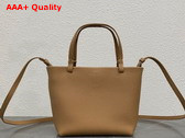 The Row Small Park Tote Bag in Dark Taupe Grained Calfskin Leather Replica