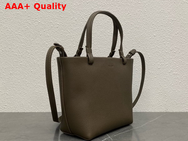 The Row Small Park Tote Bag in Elephant Grey Grained Calfskin Leather Replica