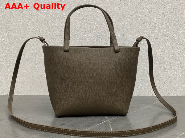 The Row Small Park Tote Bag in Elephant Grey Grained Calfskin Leather Replica