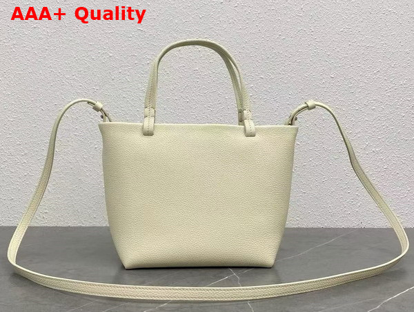 The Row Small Park Tote Bag in Ivory Grained Calfskin Leather Replica