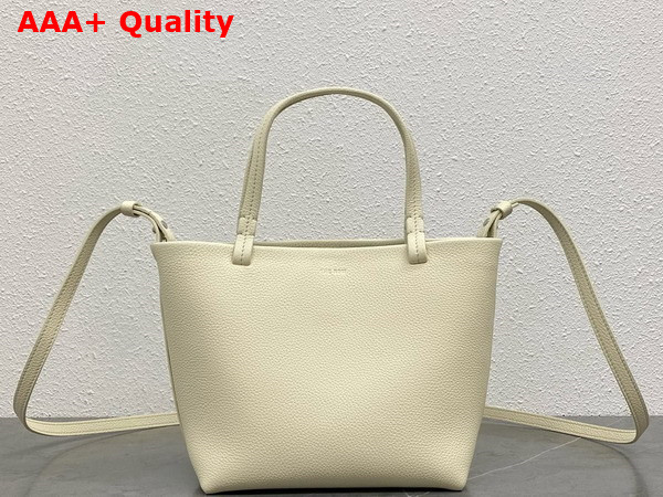 The Row Small Park Tote Bag in Ivory Grained Calfskin Leather Replica