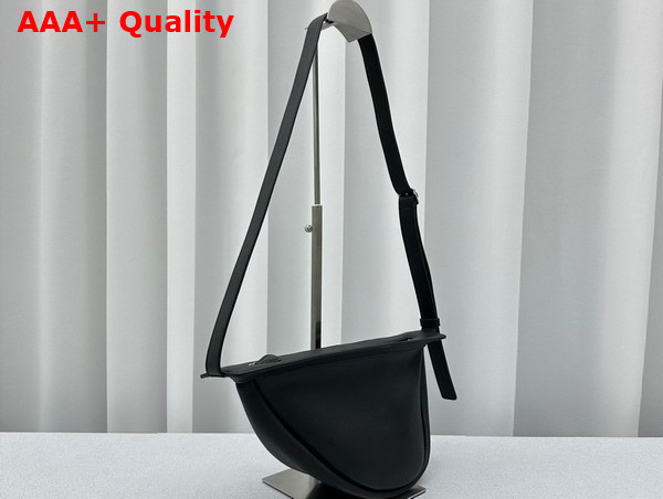 The Row Small Slouchy Banana Bag in Black Leather Replica