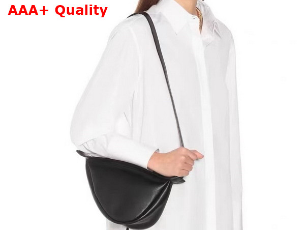 The Row Small Slouchy Banana Bag in Black Leather Replica