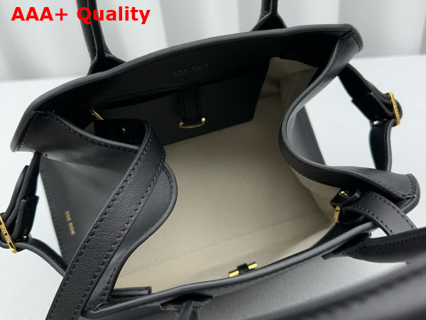 The Row Soft Margaux 10 Bag in Black Smooth Saddle Leather Replica