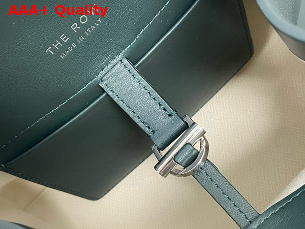 The Row Soft Margaux 10 Bag in Green Polished Saddle Leather Replica