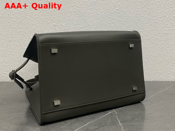 The Row Soft Margaux 10 Bag in Grey Polished Saddle Leather Replica