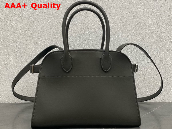 The Row Soft Margaux 10 Bag in Grey Polished Saddle Leather Replica