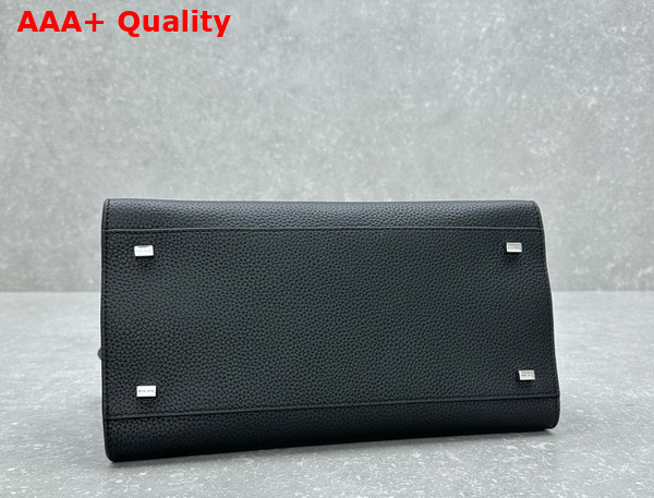 The Row Soft Margaux 12 Bag in Black Grained Calfskin Leather Replica
