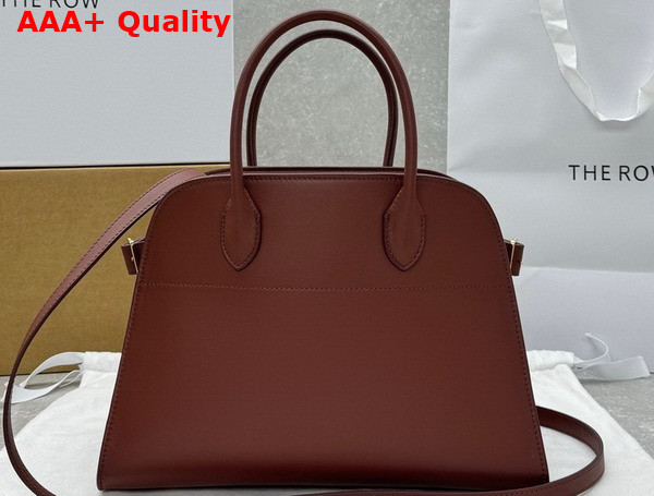 The Row Soft Margaux 12 Bag in Brick Smooth Saddle Leather Replica