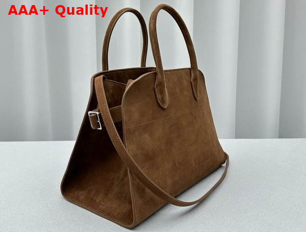 The Row Soft Margaux 12 Bag in Brown Suede Leather Replica