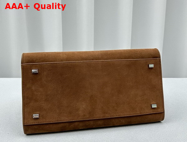 The Row Soft Margaux 12 Bag in Brown Suede Leather Replica