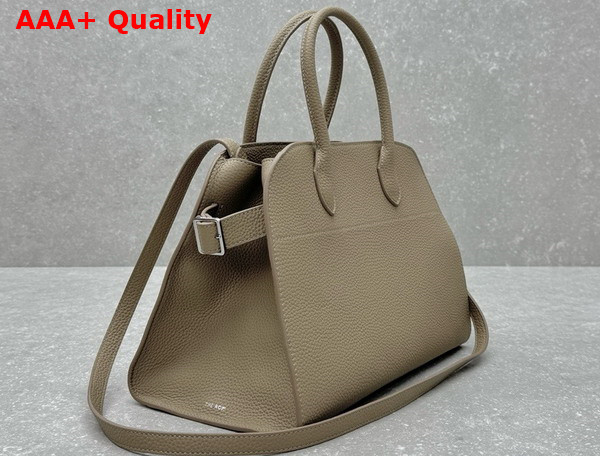 The Row Soft Margaux 12 Bag in Dark Taupe Grained Calfskin Leather Replica