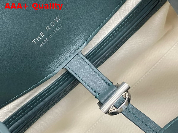 The Row Soft Margaux 12 Bag in Green Polished Saddle Leather Replica