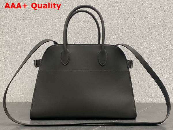 The Row Soft Margaux 12 Bag in Grey Polished Saddle Leather Replica