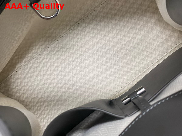 The Row Soft Margaux 12 Bag in Grey Polished Saddle Leather Replica