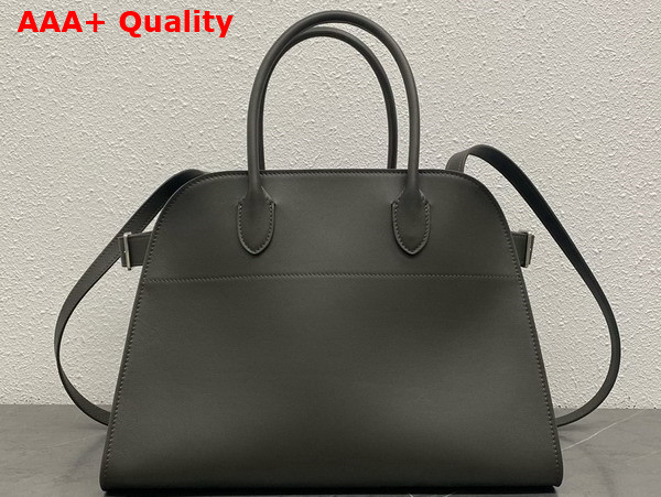 The Row Soft Margaux 12 Bag in Grey Polished Saddle Leather Replica