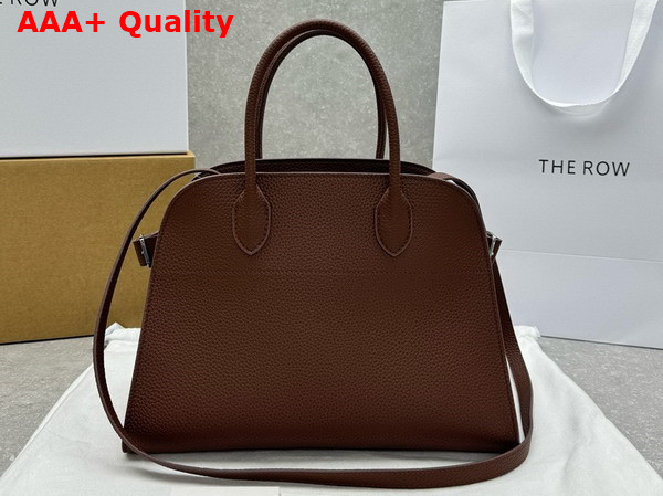 The Row Soft Margaux 12 Bag in Mocha Brown Grained Calfskin Leather Replica