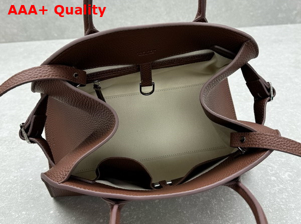 The Row Soft Margaux 12 Bag in Mocha Brown Grained Calfskin Leather Replica