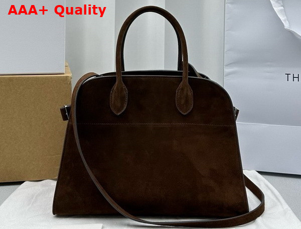 The Row Soft Margaux 12 Bag in Moncha Suede Leather Replica