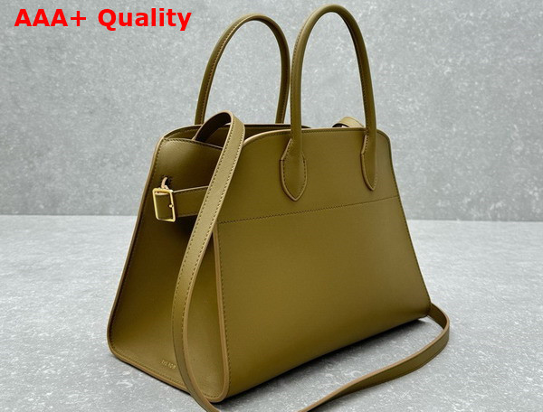 The Row Soft Margaux 12 Bag in Olive Green Smooth Saddle Leather Replica